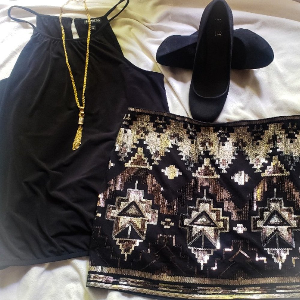 Express sequin print skirt